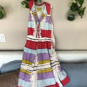 Vintage Striped A-Line Sleeveless Shirt Dress